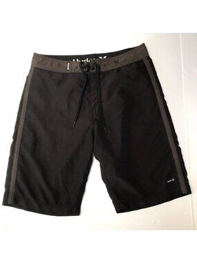 Hurley Boardshorts Mens 32 Black Brown Surfer Swim Trunks Beach Resort Logo Y2K